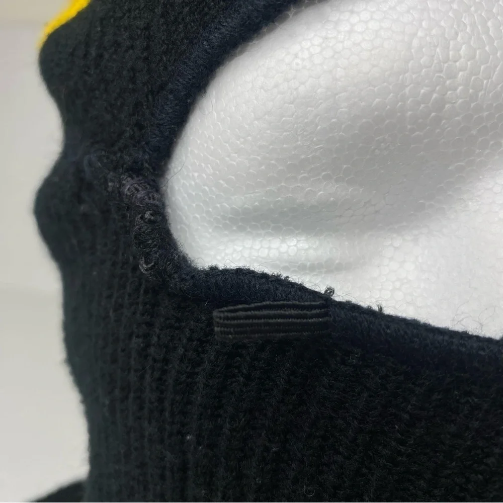 Vintage Snowmobile Full Face Winter Knit Ski Mask Balaclava Black & Yellow